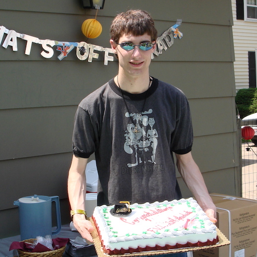 Graduation - College Boy with Cake